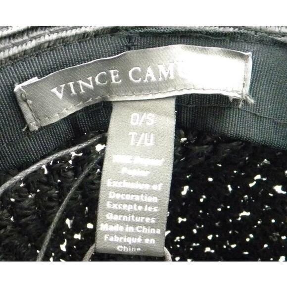 Vince Camuto Women's Black‎ Woven Paper Straw Sun Hat Beaded Band OS Beach - Picture 3 of 6